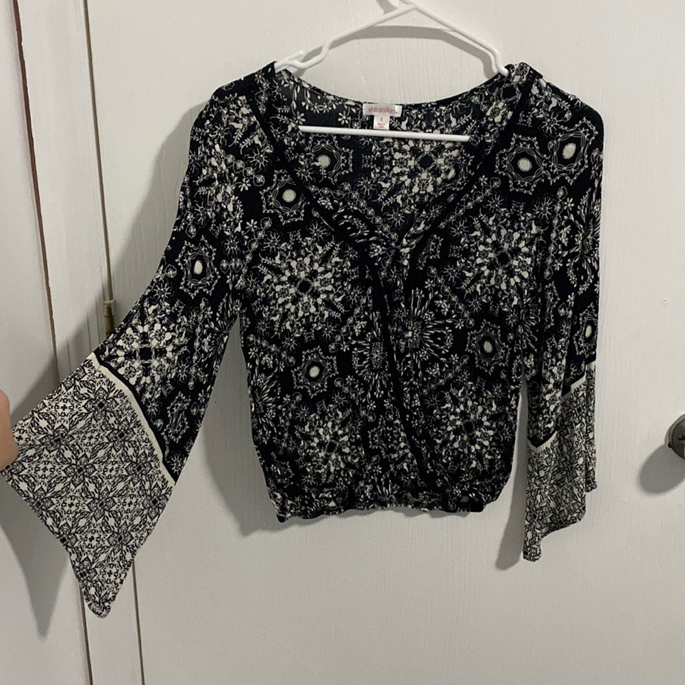 Wrap bell sleeve top